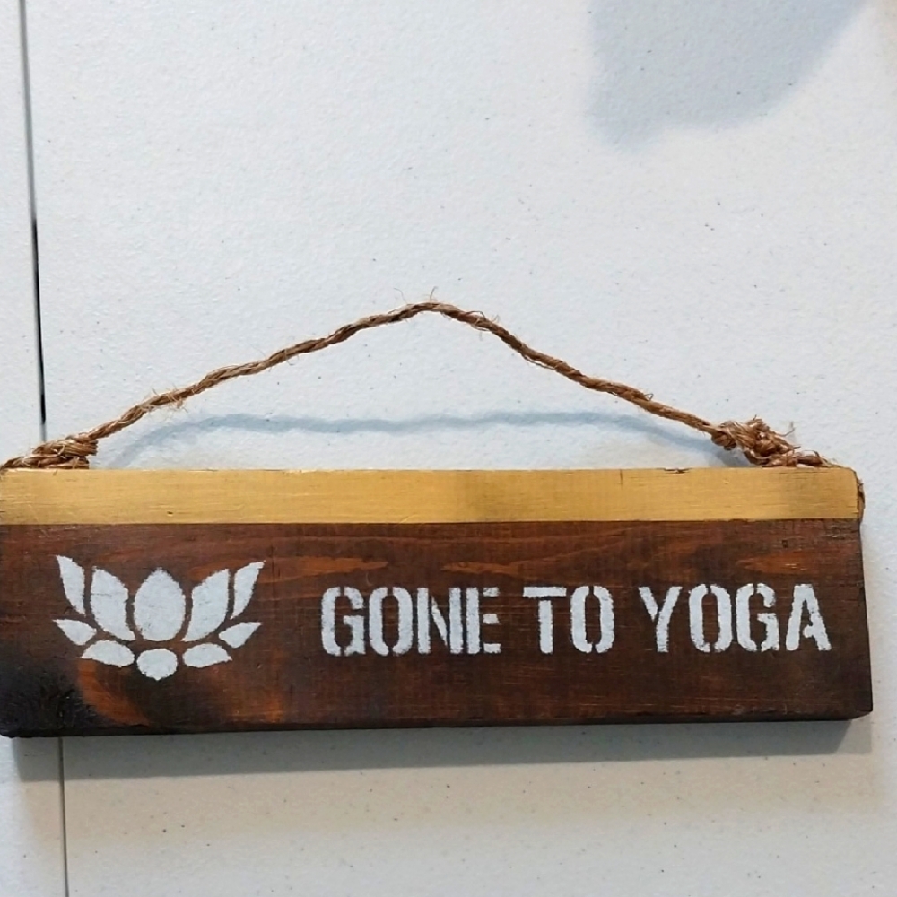 Rustic Brown 'Gone to Yoga' Wall Sign